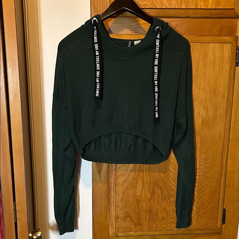H&M Forest Green Cropped Hoodie
